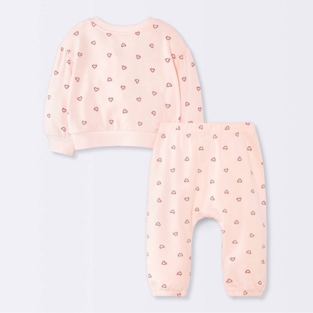 Cloud Island Pink Heart Pajama Set